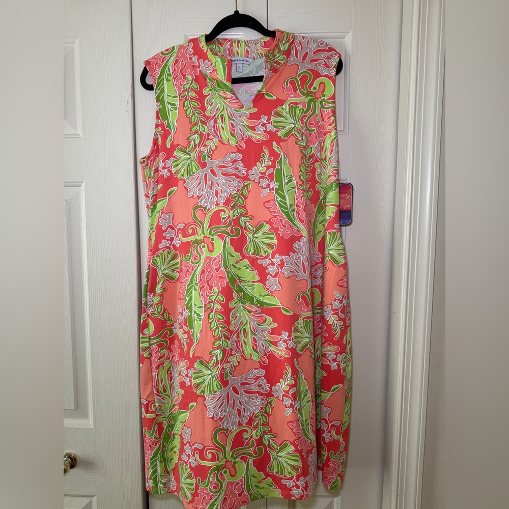 Floral Sleeveless Dress - Pink and Green